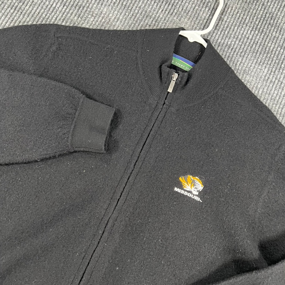 Missouri Tigers Mizzou Sweatshirt Jacket Mens Medium Black Full Zip Wool Golf